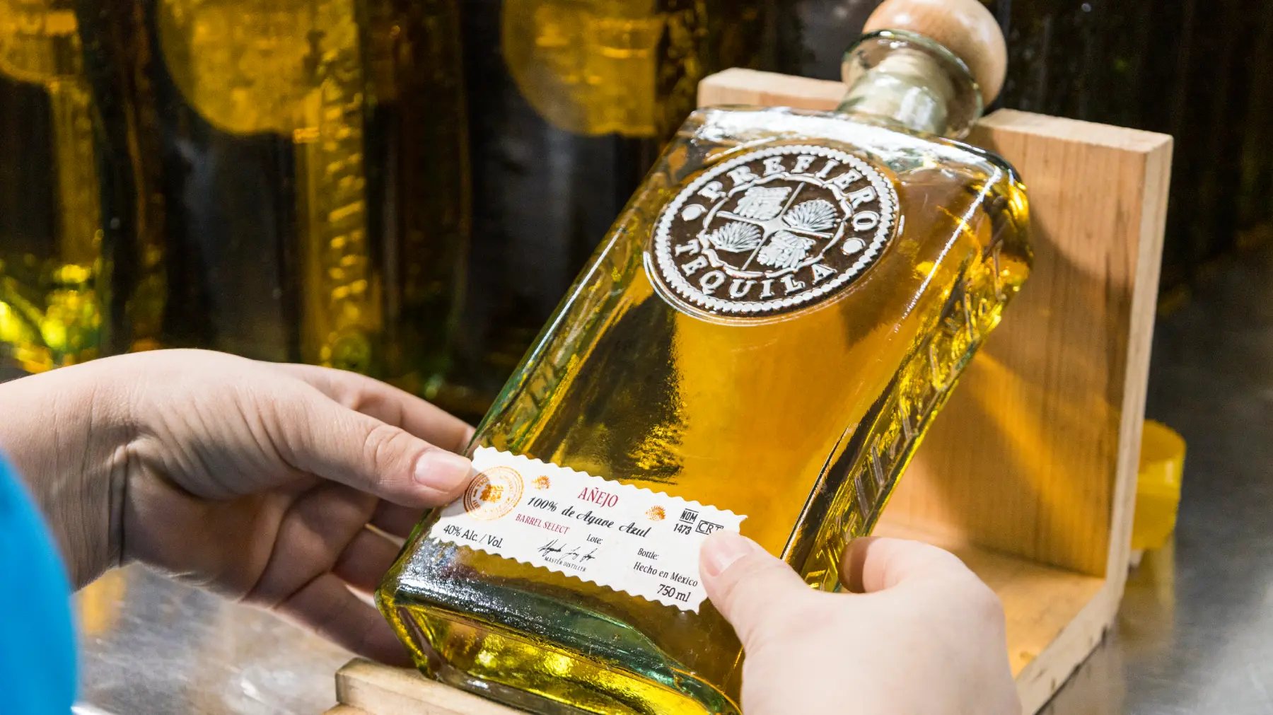 Labelling anejo tequila